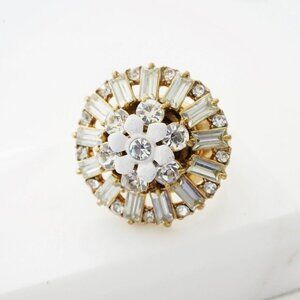 J.Crew Floral Baguette Crystal Statement Ring